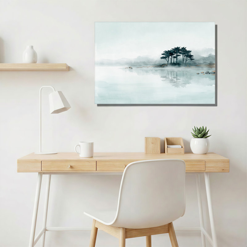 Art mural sur toile Misty Trees in Pale Blue, H 20 po x l 30 po