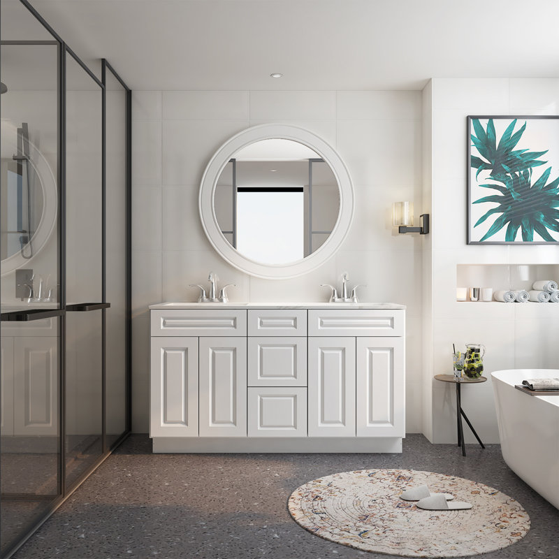 Cozy Design 60'' Double Bathroom Vanity Base Only, Traditional White