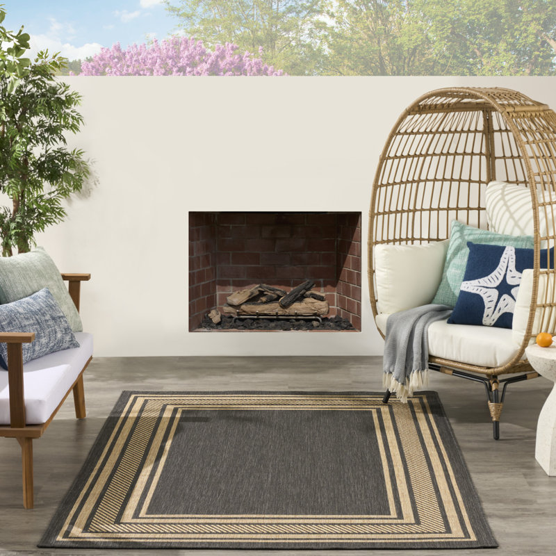 Horizon Indoor/Outdoor Modern Rug, Rectangle 5' x 7', Charcoal