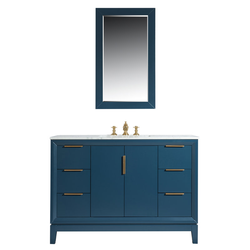 Elizabeth 48" Single Bathroom Vanity Set with Mirror, Gold , Monarch Blue