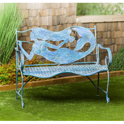 43" Mermaid Metal Garden Patio Bench