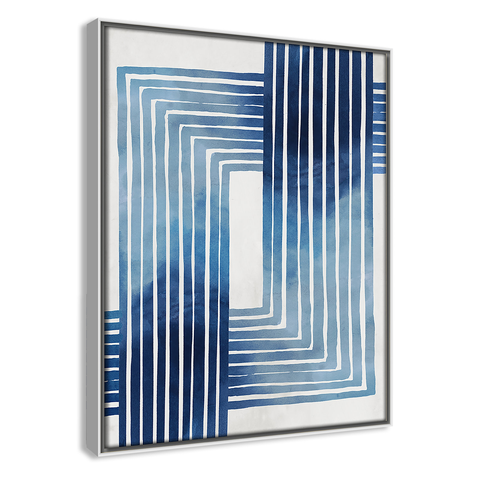 Lanny "In Unison" Painting by Eva Watts, White Framed Canvas, 15.5" H x 12.5" W x 2" D