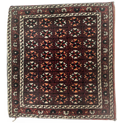 Vintage Handmade 2X2 Red And Brown Anatolian Caucasian Tribal Distressed Area Rug