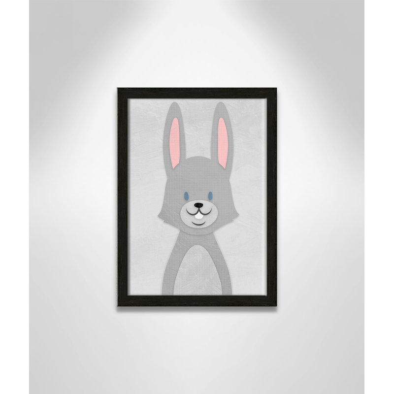 Cheery Bunny Art, 14" H x 10" W x 1.18" D, Black Woodgrain Box Framed