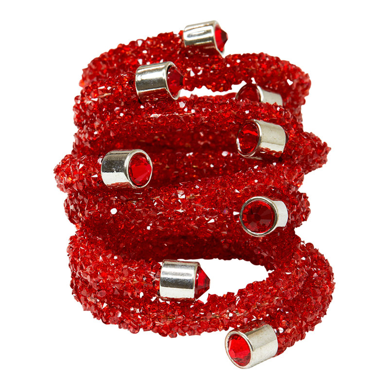 Luminous Rhinestone Swirl Napkin Ring | Flexible Wire Design | Sparkling Resin Rhinestones | Formal Table Décor | Set of 4