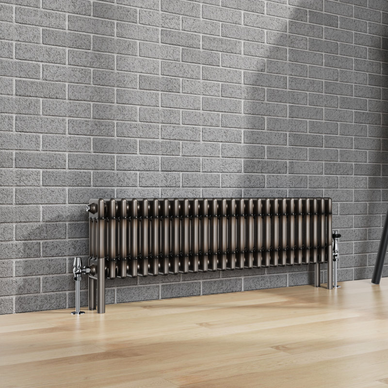 Dow Horizontal Traditional 3 Column Radiator Raw Metal, 30cm H x 119cm W x 10cm D