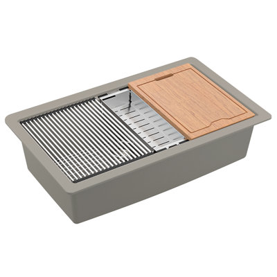 Karran Quartz 32-1/2'' X 19-1/4'' Single Bowl Undermount Workstation Kitchen Sink
