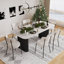 Ensemble de salle à manger rectangulaire à double piédestal avec table de salle à manger de style crème-301154028-299976010-301154038
