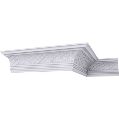 Endurathane Brightton Large Crown Moulding, 6"H x 6"P x 8 3/8"F x 94 1/2"L, Factory Primed