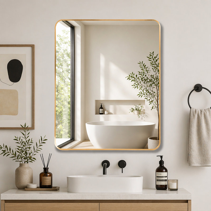 Miroir mural pour salle de bain, 30 po x 36 po, Doré