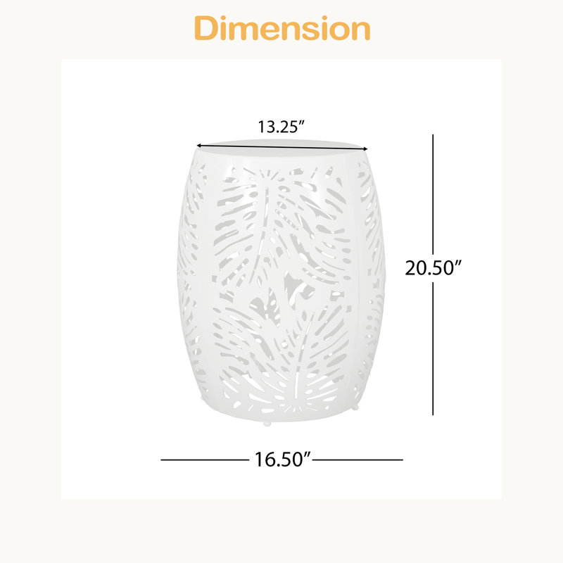 Metal End Table -Large, White