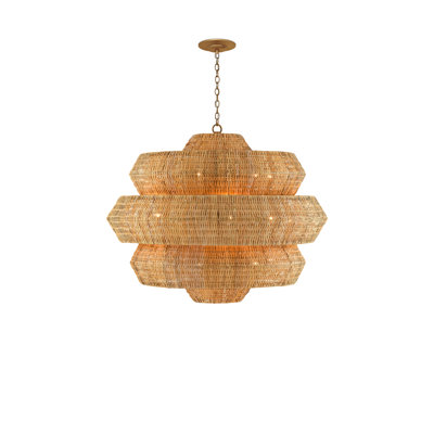 Lustre géométrique unique à 18 lumières avec accents en fer forgé Antibes