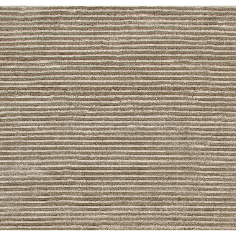 Hand Knotted Striped Area Rug in Taupe/Beige, Rectangle 6' x 9'