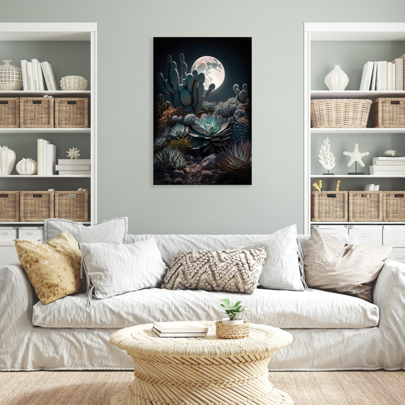 «Succulents Under the Mooonlight», impression sur toile tendue, H 20 po x l 16 po x P 1,25 po