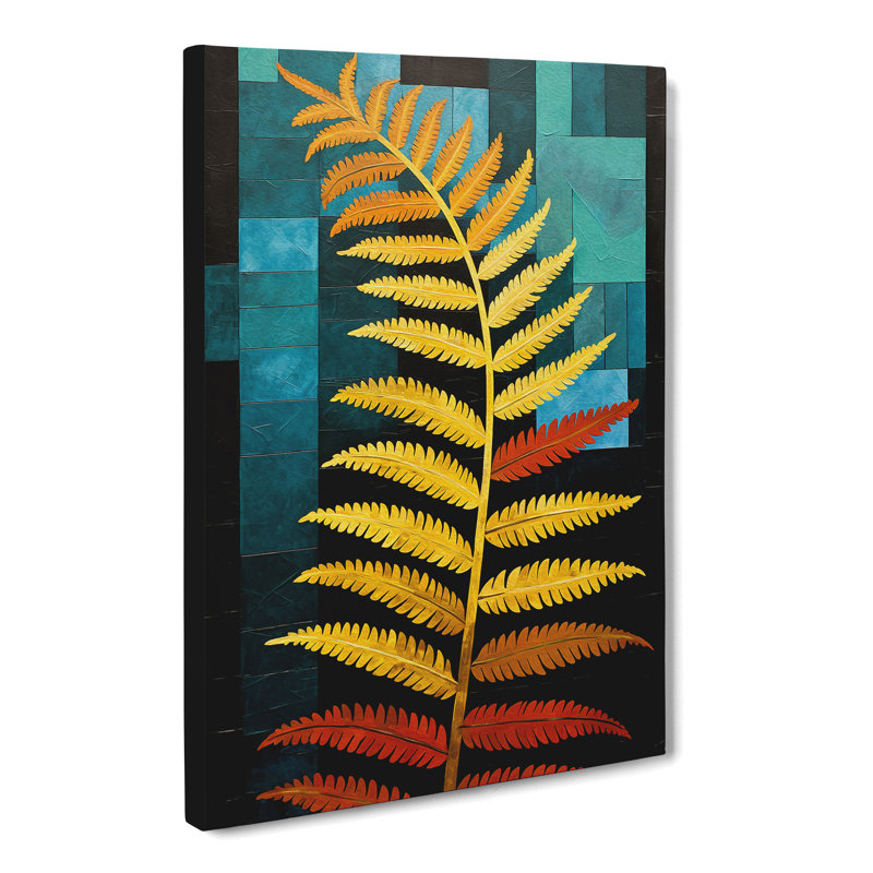 Fern Leaf Constructivism No.2 - No Frame Art Prints - Wrapped Canvas, 60cm H x 40cm W x 3cm D
