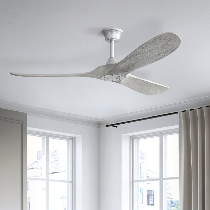 Nicola 60" 3-Blade Ceiling Fan, Sliver with Light Gray Blades