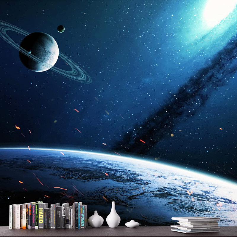 Planet In Outer Space Galaxy Border, 8'4" W x 12' L