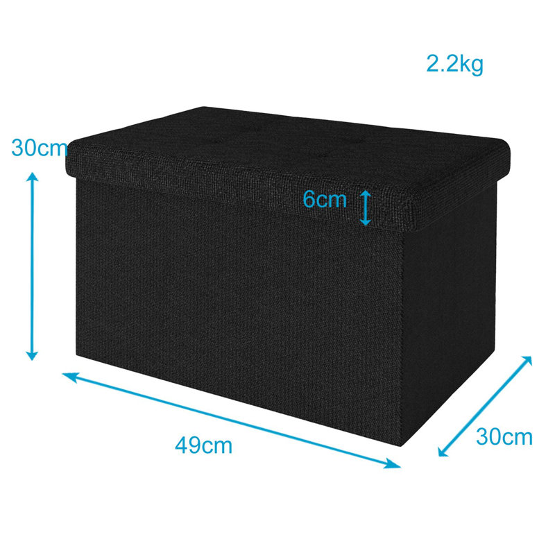 Romines 49cm W Rectangle Footstool with Storage, Black