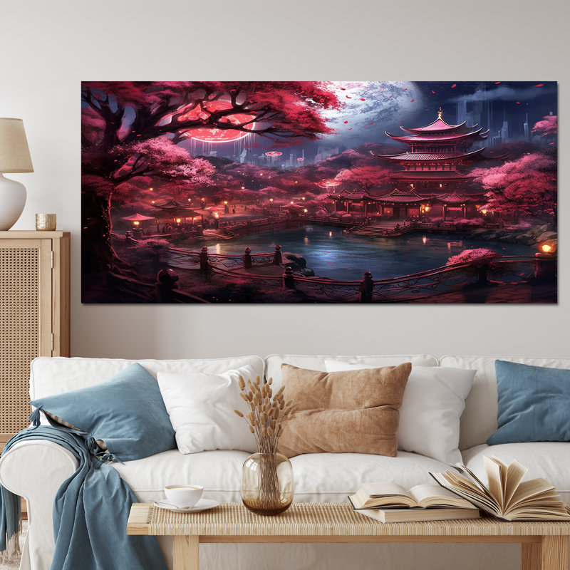 Japon, terre du Samouraï III - Japon, art mural, H 28 po x l 60 po x P 1,5 po, Toile tendue