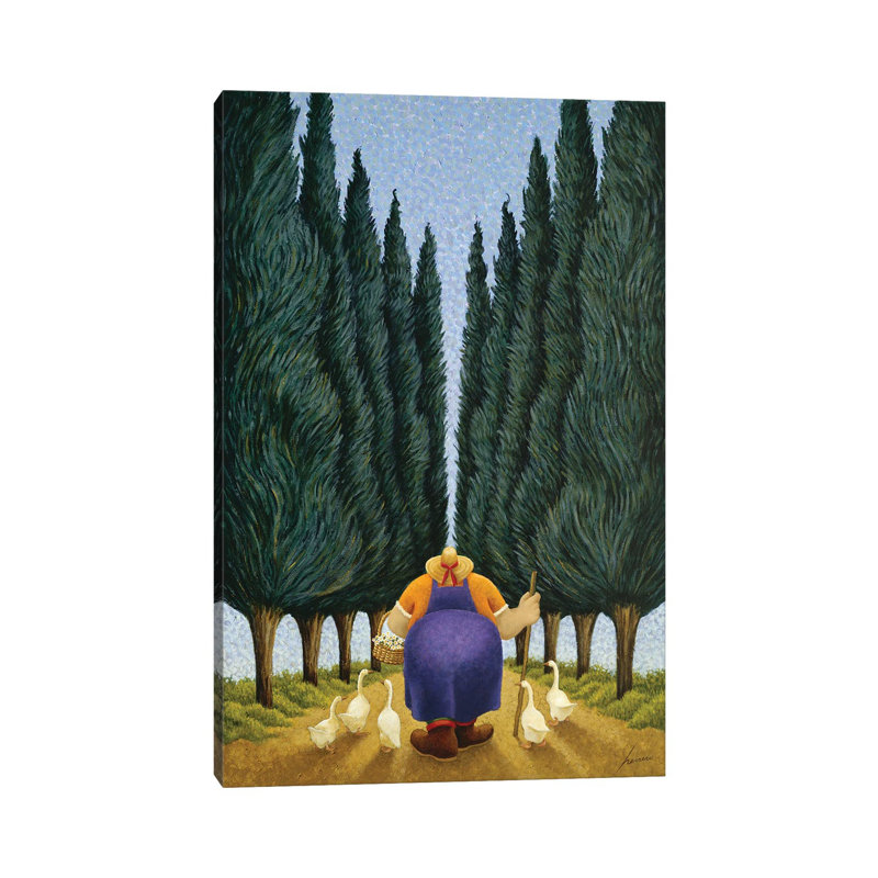 Cypress And Geese by Lowell Herrero - Wrapped Canvas Painting, 20.32 cm H x 30.48 cm W