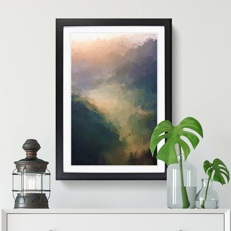Valley Mist in Abstract - Picture Frame Graphic Art Print, 60cm H x 40cm W x 2cm D, Black