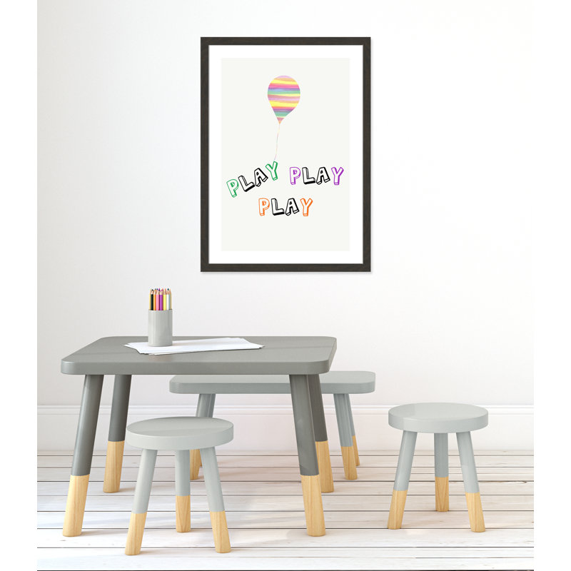 Play Play Play, impression sur papier, H 34,5 po x l 24,5 po x P 0,6 po, Encadré plat à grain de bois noir