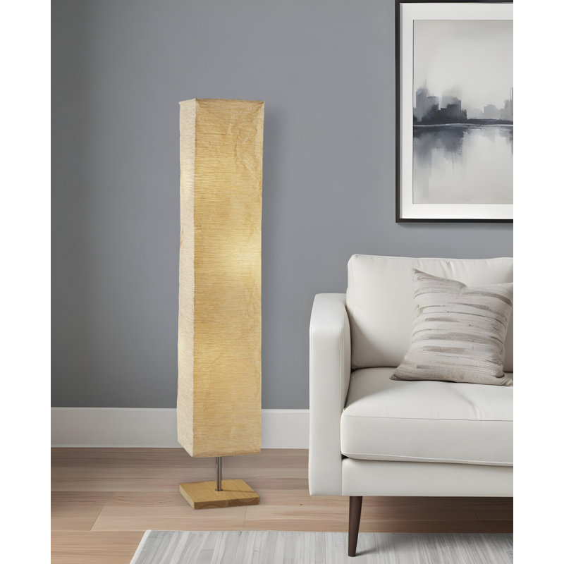 Lampe sur pied colonne 57 po Herlong, Jaune, Or