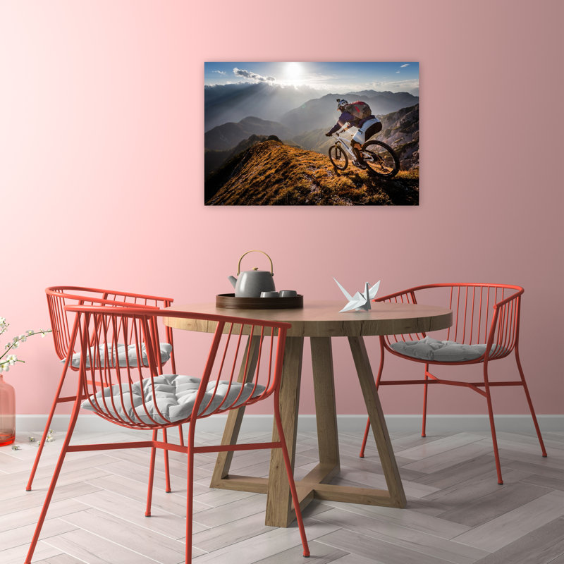 «Epic Mountain Bike Ride Dramatic Abstract Contemporary Landscape Mountain», reproduction d'art murale, 24" H x 36" W