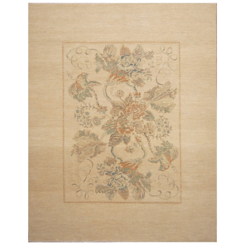 Tapis unique en laine fine fabriqué à la main à teinture végétale William Morris (afghan) - 7 po 10 po x 10 po