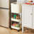 Kitchen Trash Can with Lid Garbage Bin with 2 Storage Shelves Narrow Waste Basket Snack Cart with Wheel