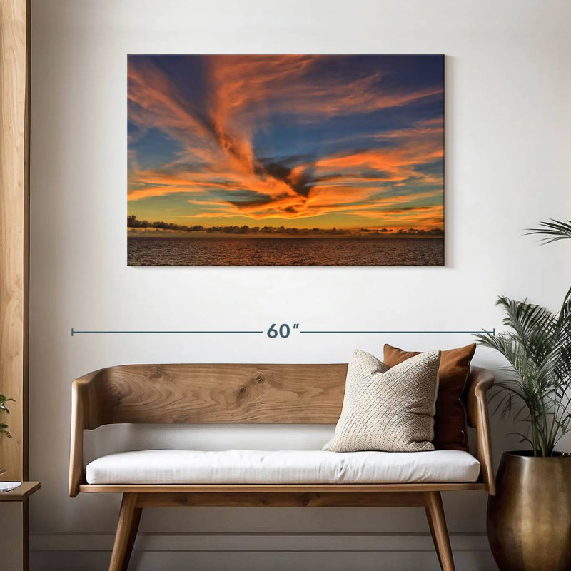 Gillard, nuage doré, paysage marin, H 30 po x l 45 po