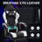 Bosmiller Ergonomic Reclining Gaming Chair with Linkage Armrests & Footrest, High-Back Racing Office Chair, Breathable PU Leather Computer Desk Chair with Lumbar Support, White-1944027235