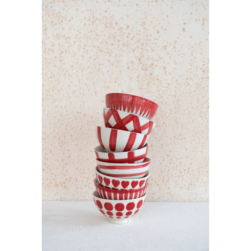 Round Hand-Painted Stoneware Latte Bowl Styles