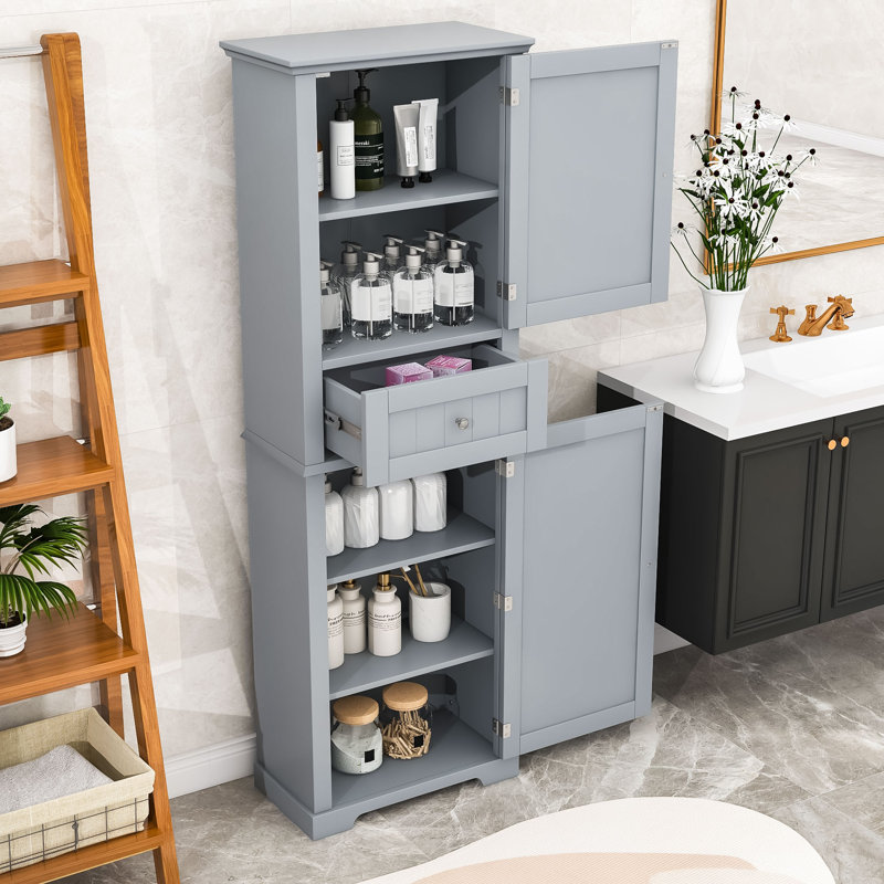 Freestanding Linen Cabinet, Gray