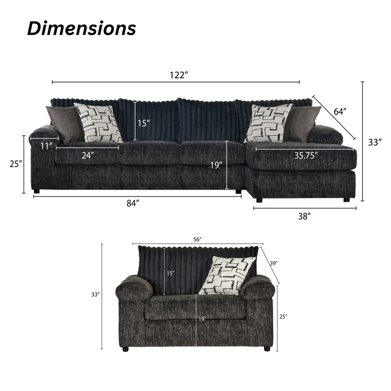 Canapé modulaire en velours côtelé avec accoudoirs Oliwier, Velours côtelé gris anthracite