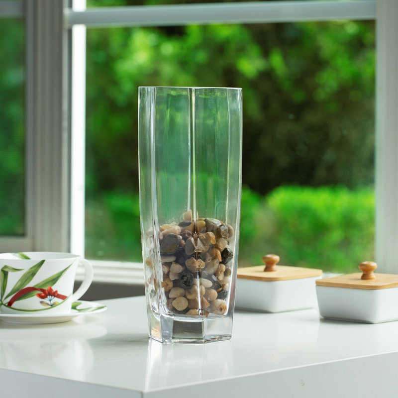 Unique Clear Vase 4.5"D 3.0"W 10.0" H