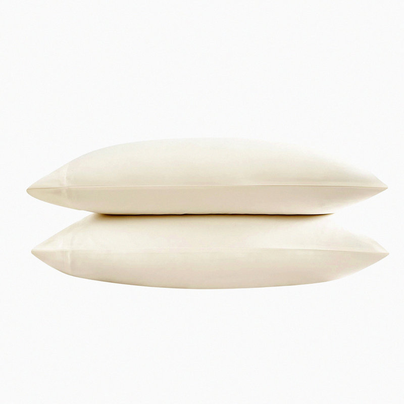 SateenLux 800 Thread Count Ivory Pillowcase Set - Soft & Smooth Luxury Cotton Bedding for Standard Pillows - Home Decor Essential