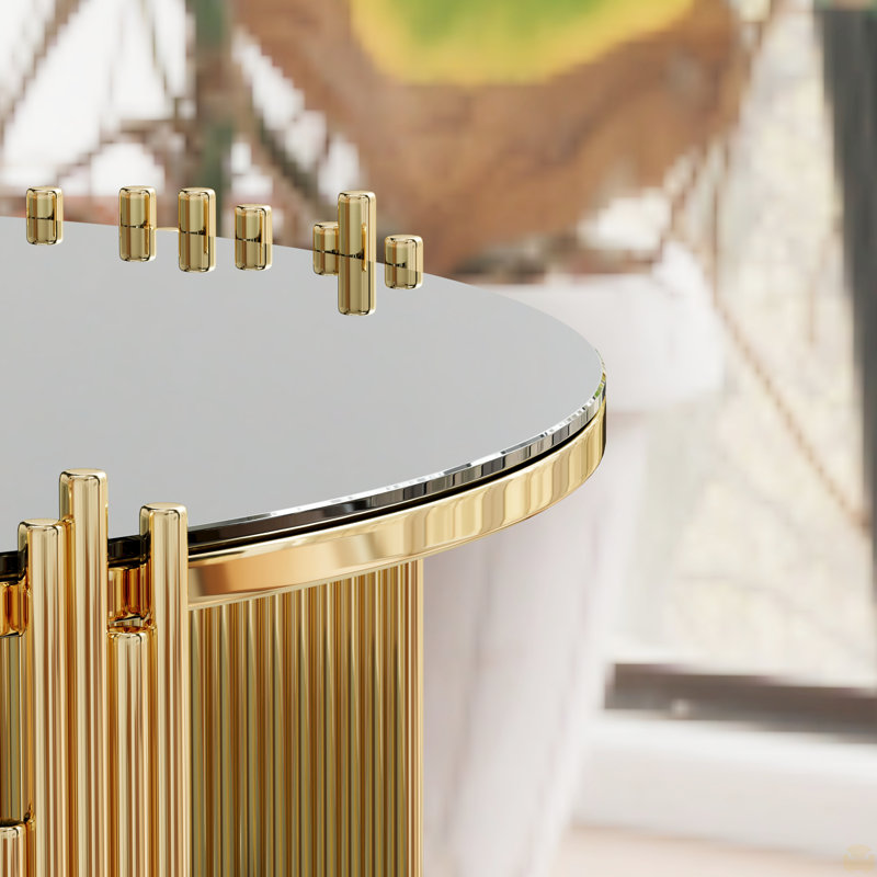 Table basse circulaire en acier inoxydable