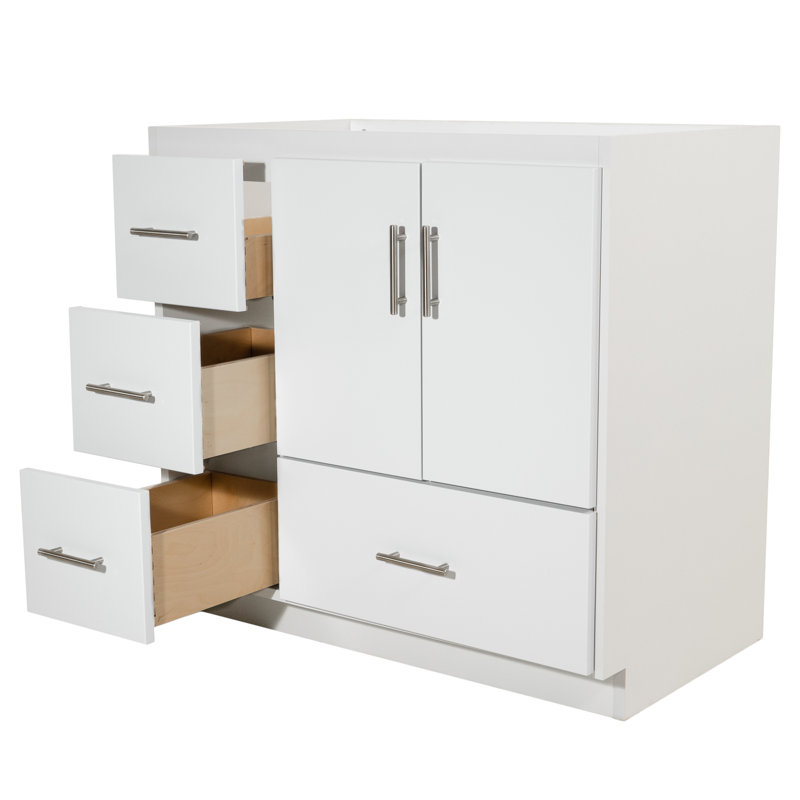 Simplicity 36'' Single Bathroom Vanity Base Only, Satin White