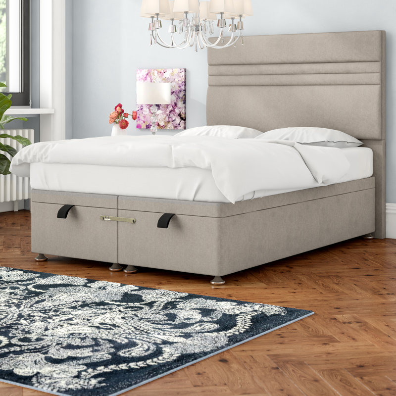Upholstered Lift Up Storage Bed, Small Single (2'6), Crushed Velvet, Cream