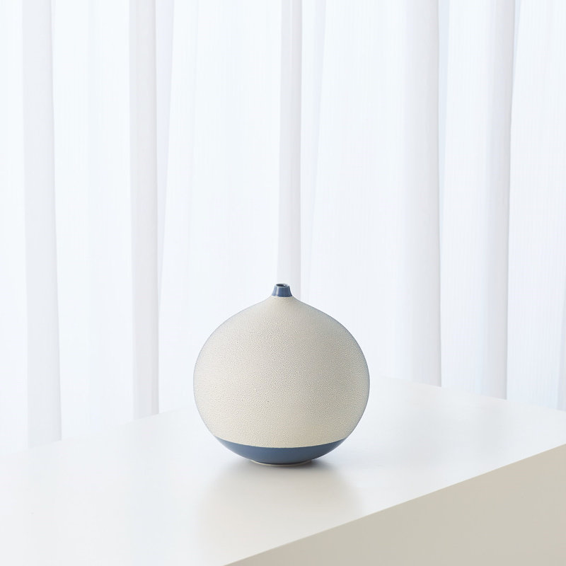 Pixelated Ball Vase, 10.5"H x 10.5"W x 10.5"D, Blue