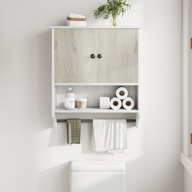 MDF Wall Bathroom Cabinet, Matte Black/Gray