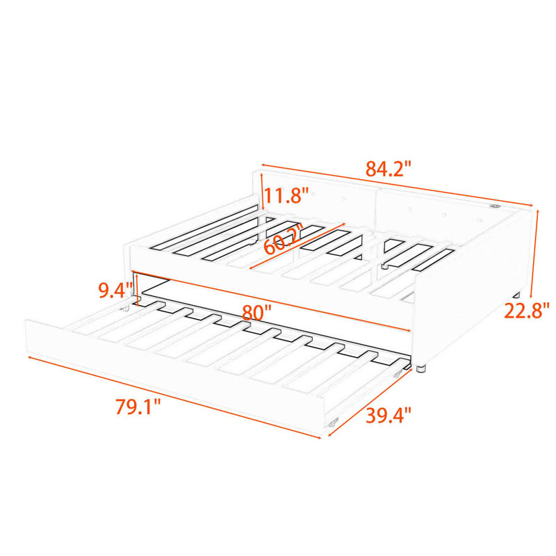 Lit plateforme tapissier Bertrad, Grand