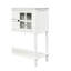 Buffet console pour le salon en blanc, armoire de rangement de style - 2 tiroirs, armoires vitrées, pieds en bois massif, buffet blanc d'aspect chic avec tablette inférieure, conception spacieuse, deux-104204895-104204894