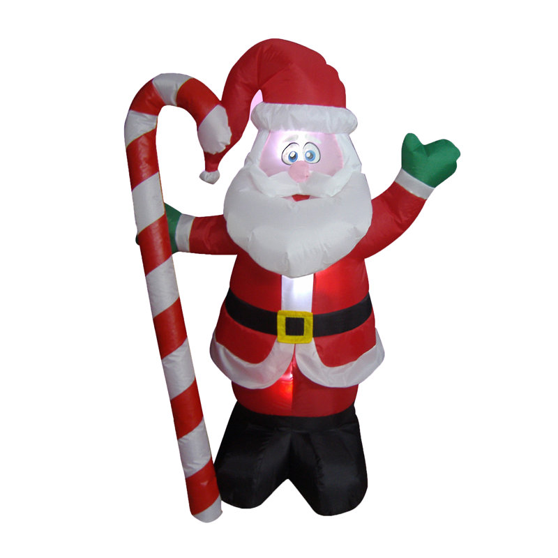 Décoration de Noël gonflable avec canne de bonbon