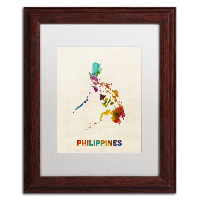 « philippines map », impression encadrée, H 14 po x l 11 po x P 0,5 po