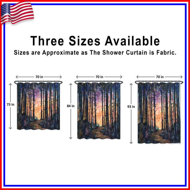 Forest Path Stars Shower Curtains Extra Long, 70in W x 93in H