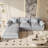 Slipcovered Upholstered Modular Sofa With Ottoman-110374991-110374990