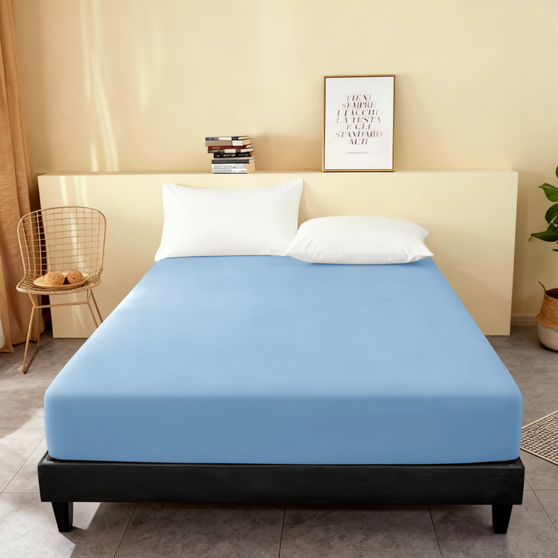 Super Soft Microfiber Fitted Sheet – 25cm Deep Pocket, Brushed Finish, Super King (6'), Light Blue