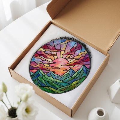 Panneau de vitrail 12 "H Sunset Mountains